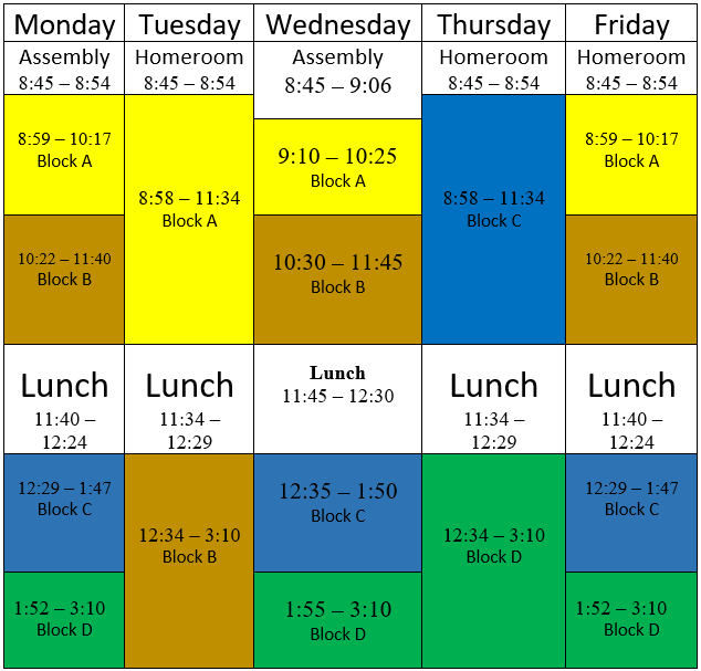 2021-2022 Hazelton Secondary School Bell Schedule | Hazelton Secondary